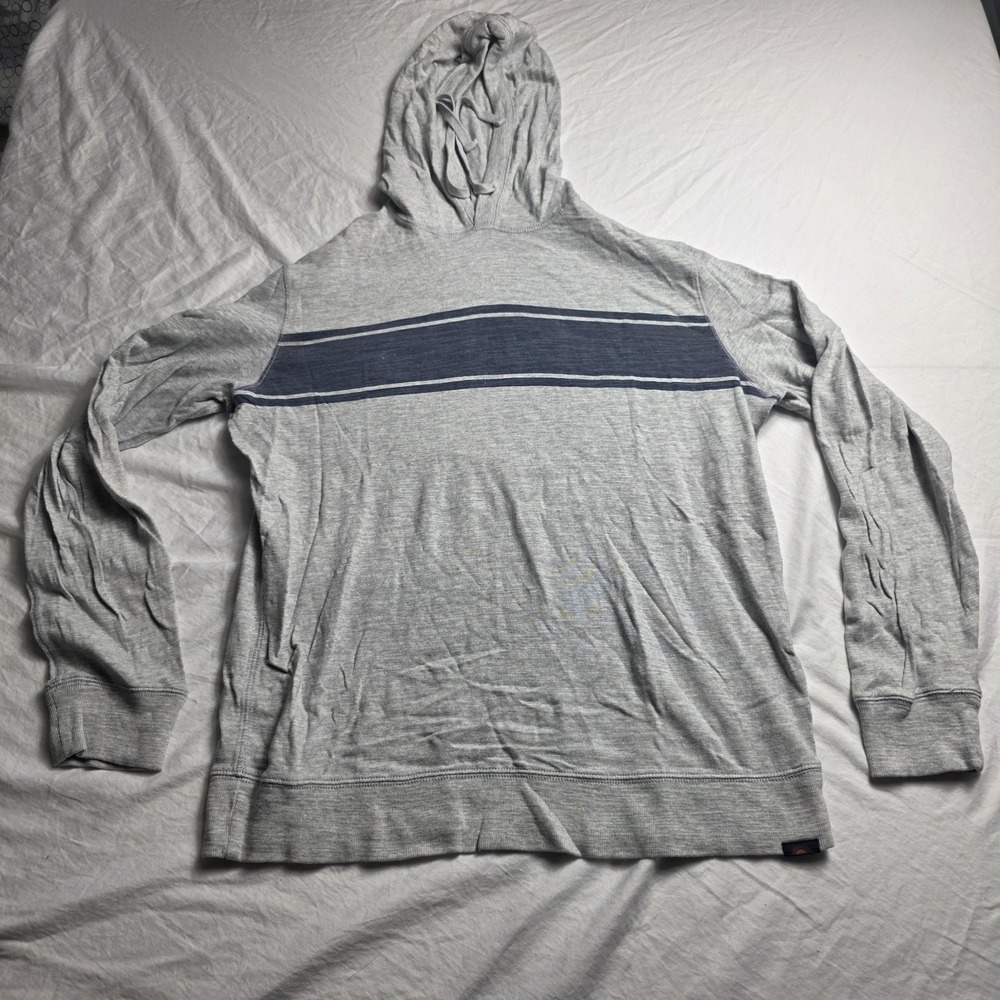 Faherty Sunwashed Slub Hoodie Men's Large Gray Blue Striped Pullover